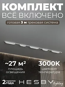 Комплект трековый Hesby Lighting №1 однофазная накладная Skylite HSBL_kompl_S001_NI3W3K