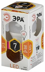 Лампа светодиодная Эра Стандарт E14 7Вт 2700K LED P45-7W-827-E14