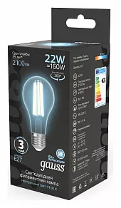 Лампа светодиодная Gauss Filament E27 22Вт 4100K 102902222