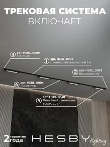 Комплект трековый Hesby Lighting №1 однофазная накладная Skylite HSBL_kompl_S001_NI4B3K