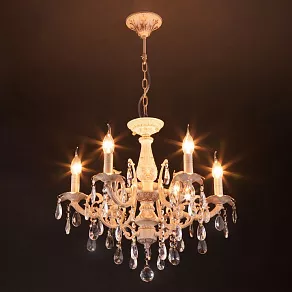 Подвесная люстра Eurosvet Aldis 3345/6 белый с золотом/прозрачный хрусталь