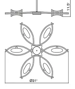 Люстра на штанге Mantra Krom Cromo 0885