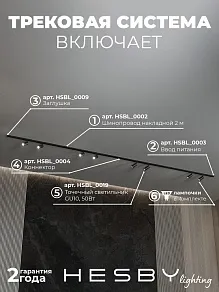 Комплект трековый Hesby Lighting №3 однофазная накладная Skylite HSBL_kompl_S003_NI4B3K