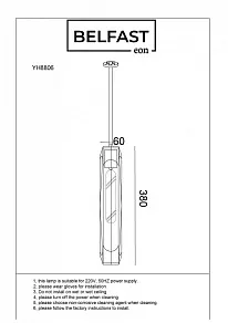 Подвесной светильник Belfast Gibson 6133-1 BR CL
