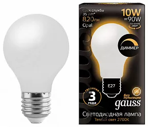 Лампа светодиодная Gauss 1022 E27 10Вт 2700K 102202110-D