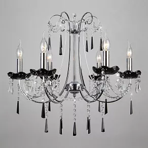 Подвесная люстра Eurosvet Каталония 2026/6 хром/черный хрусталь Strotskis