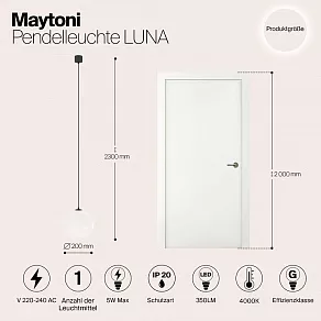 Подвесной светильник Maytoni Luna P039PL-5W4K-20-B