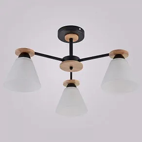 Люстра на штанге Reluce 01625-1 01625-0.3-03 BK+WOOD