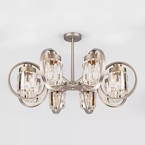 Люстра на штанге Eurosvet Loraine 10095/8 сатин-никель/прозрачный хрусталь Strotskis