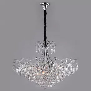 Подвесная люстра Eurosvet Crystal 10080/12 хром/прозрачный хрусталь Strotskis