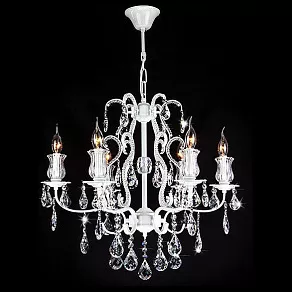 Подвесная люстра Eurosvet 10077 10077/6 глянцевый белый/прозрачный хрусталь Strotskis