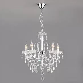 Подвесная люстра Eurosvet 3908 3908/5 хром/прозрачный хрусталь Strotskis