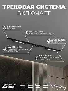 Комплект трековый Hesby Lighting №10 однофазная накладная Skylite HSBL_kompl_S010_NI2B4K