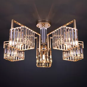 Люстра на штанге Eurosvet April 10126/5 золото/прозрачный хрусталь Strotskis Smart