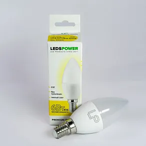 Лампа светодиодная LEDS POWER C37 E14 6Вт 3000K 006666