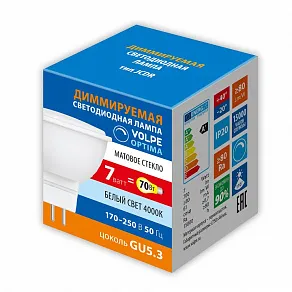 Лампа светодиодная Volpe OPTIMA DIM GU5.3 7Вт 4000K UL-00009236