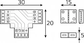 Соединитель лент T-образный жесткий Gauss Basic BT430