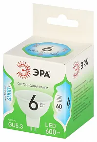 Лампа светодиодная Эра Green Line GU5.3 6Вт 4000K LED MR16-6W-840-GU5.3 GL