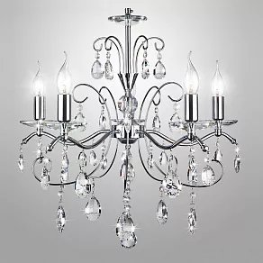 Подвесная люстра Eurosvet Симфония 10059/5 хром/прозрачный хрусталь Strotskis