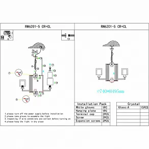 Подвесная люстра iLamp King RM6201-5 CR+CL