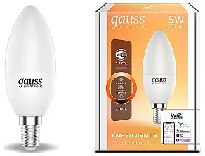 Лампа светодиодная с управлением через Wi-Fi Gauss Smart Home E14 5Вт 2700K 1100112