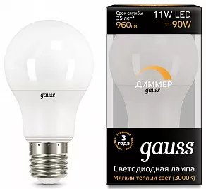 Лампа светодиодная Gauss 1025 E27 11Вт 3000K 102502111-D