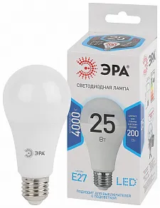 Лампа светодиодная Эра Стандарт E27 25Вт 4000K LED A65-25W-840-E27