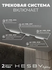 Комплект трековый Hesby Lighting №10 однофазная накладная Skylite HSBL_kompl_S010_NI2W4K