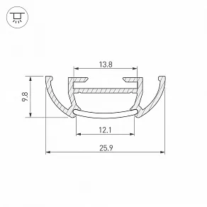Профиль накладной Arlight TS-A-2000 (CT) ANOD 016943