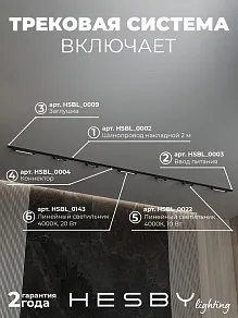 Комплект трековый Hesby Lighting №11 однофазная накладная Skylite HSBL_kompl_S011_NI4B4K