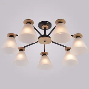 Люстра на штанге Reluce 01625-1 01625-0.3-07 BK+WOOD