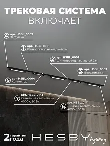 Комплект трековый Hesby Lighting №8 однофазная накладная Skylite HSBL_kompl_S008_NI3B4K
